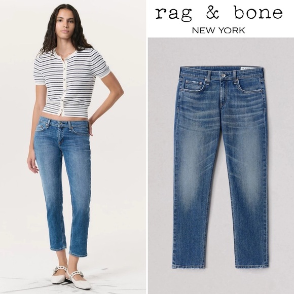 Rag & Bone Dre Boyfriend Jean Vintage Stretch Denim Julienne Size 27 Ankle - Picture 1 of 16